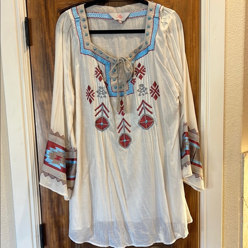 Women's Embroidered Cream Top